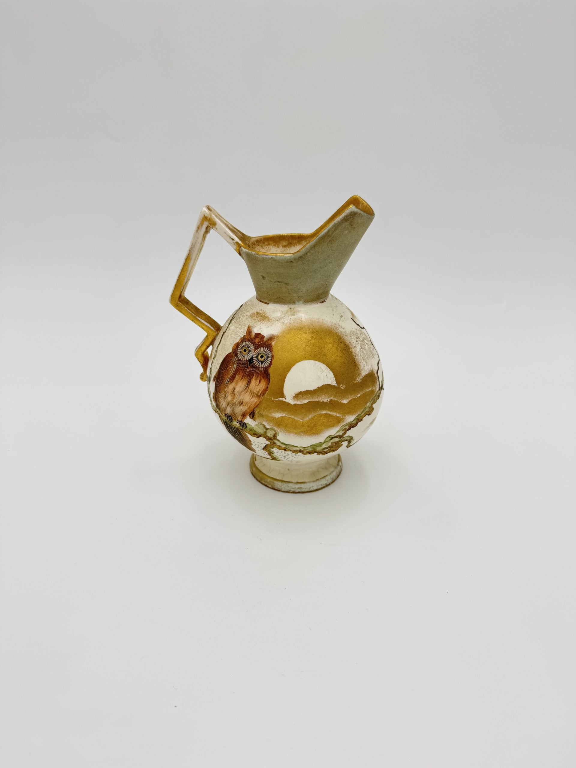 Franz Anton Mehlem Royal Bonn Hand Painted Owl Jug